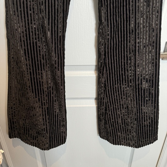 NWOT VTG Miss Sixty Pants 28 Black Burnout Velvet Stripe Flare Leg Low Rise Y2K - Picture 4 of 16